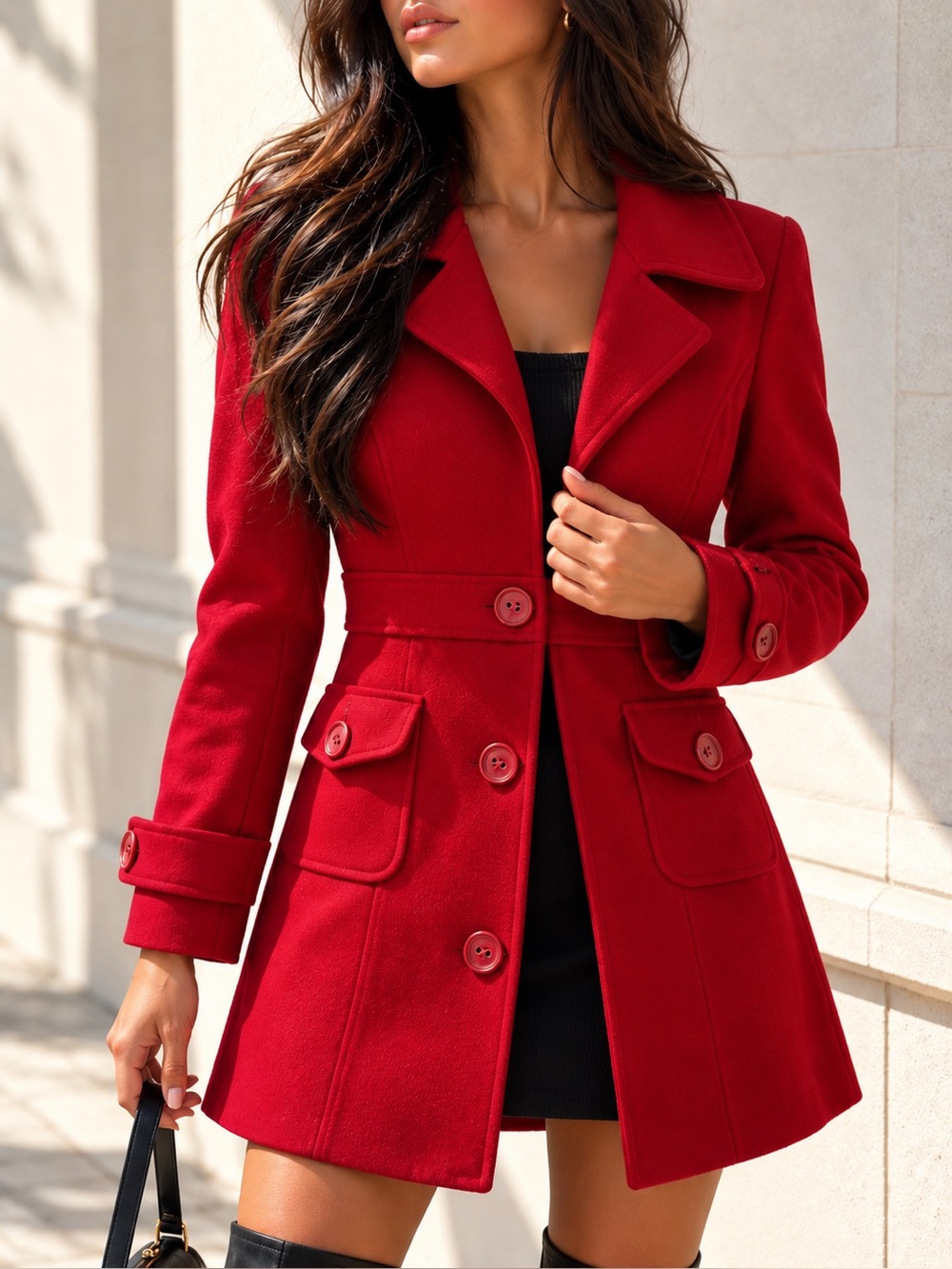 St. John's Bay Red Wool-Blend Pea Coat